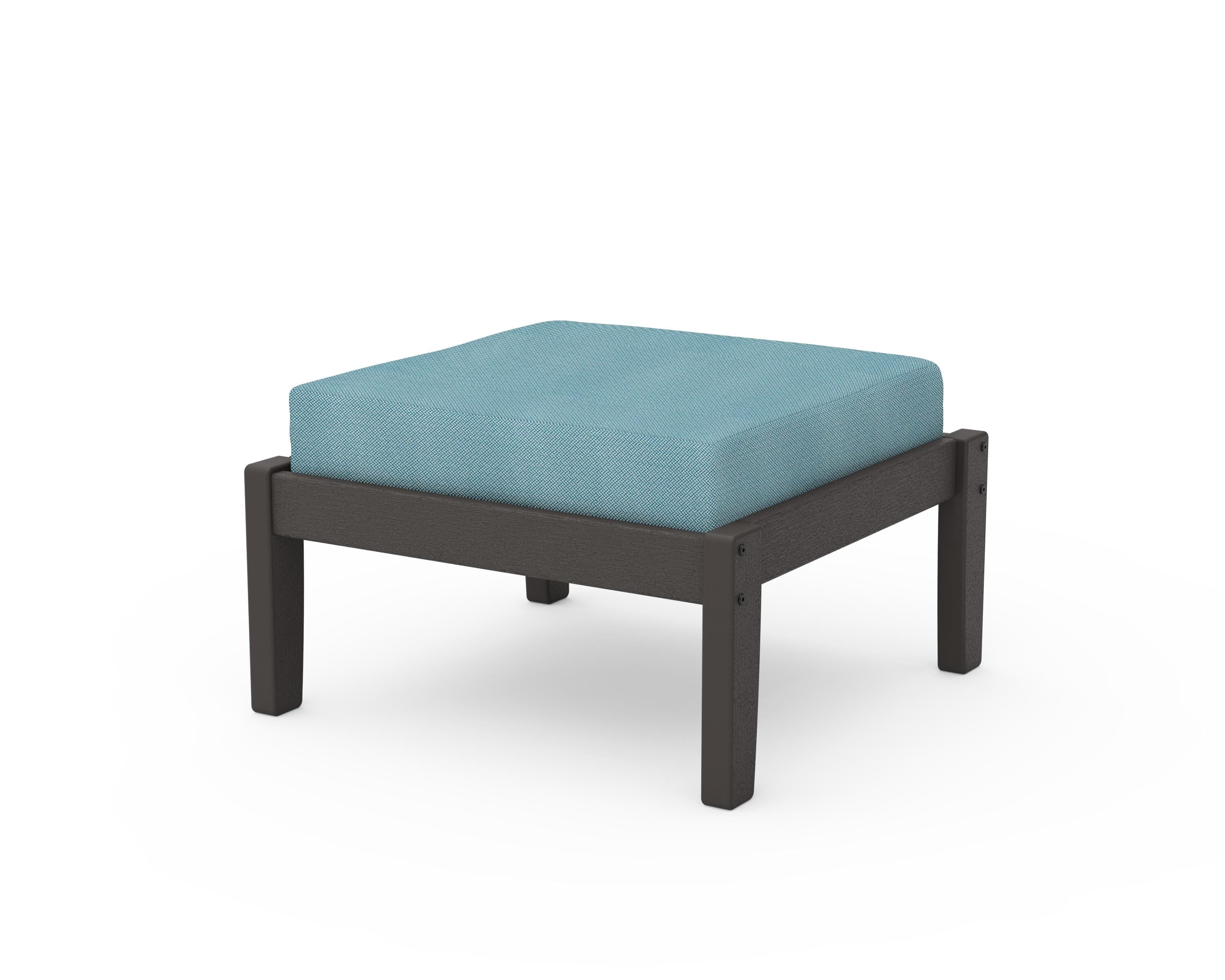 Unbranded Deep Seating Ottoman in Vintage Coffee / Lattice Sky Blue