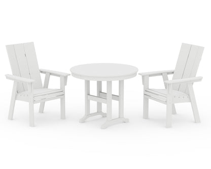 POLYWOOD® Modern Adirondack 3-Piece Round Dining Set in White