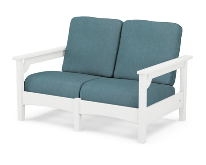 POLYWOOD® Club Loveseat in White / Ocean Teal