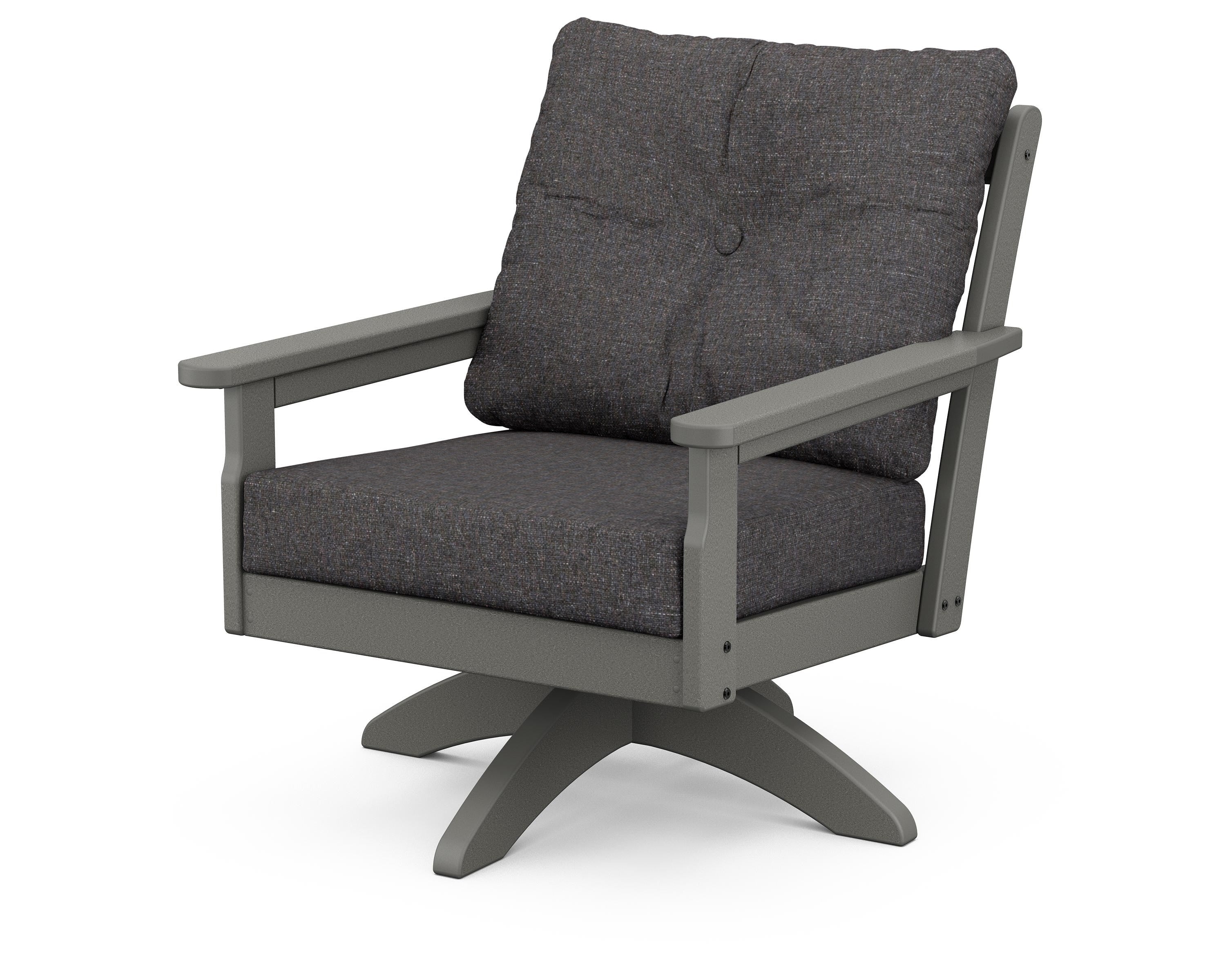 POLYWOOD® Vineyard Deep Seating Swivel Chair in Slate Grey / Ash Charcoal