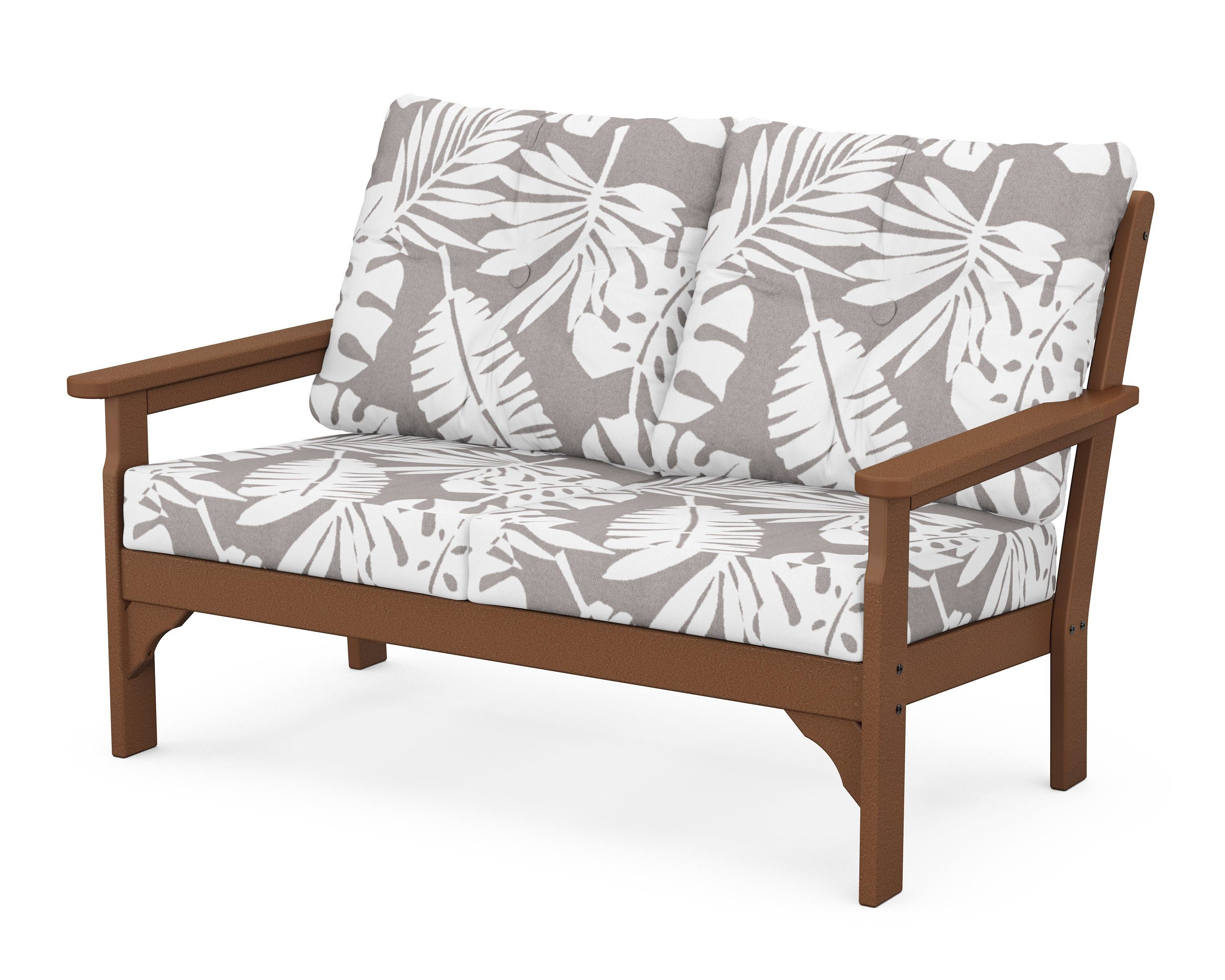 POLYWOOD® Vineyard Deep Seating Loveseat in Teak / Leaf Grey Mist