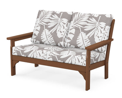 POLYWOOD® Vineyard Deep Seating Loveseat in Teak / Leaf Grey Mist