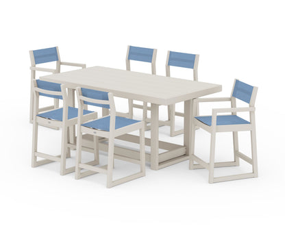 POLYWOOD® EDGE Sling 7-Piece Counter Table Set in Sand / Poolside Sling