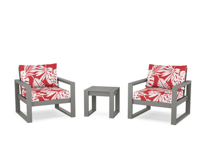 POLYWOOD® EDGE Sectional 3-Piece Deep Seating Set in Slate Grey / Leaf Crimson