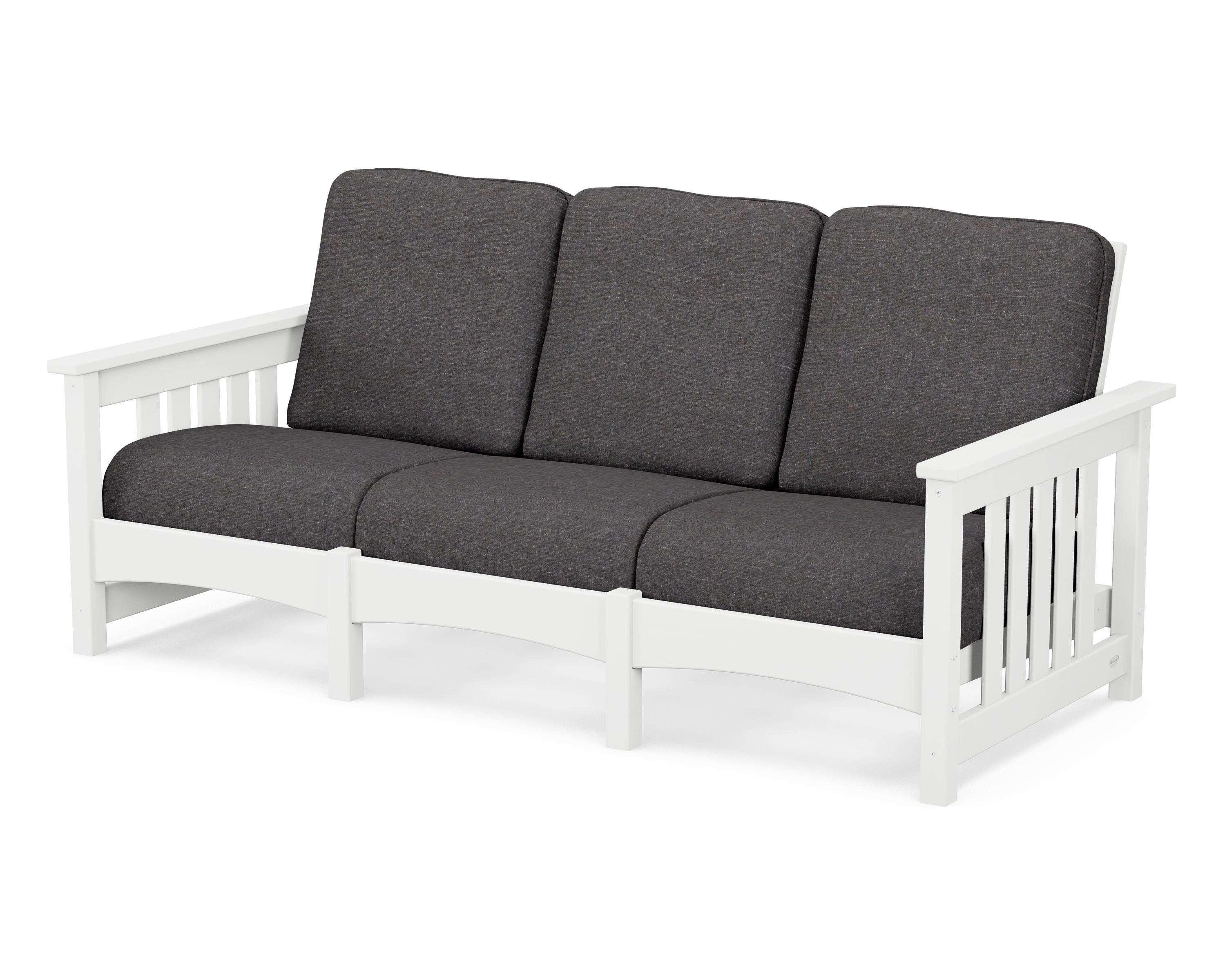 POLYWOOD® Club Mission Sofa in White / Ash Charcoal