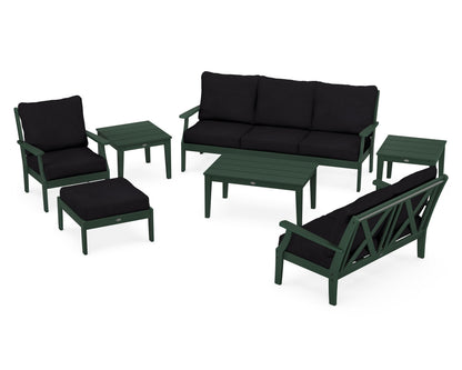 POLYWOOD® Braxton 7-Piece Deep Seating Set in Green / Midnight Linen