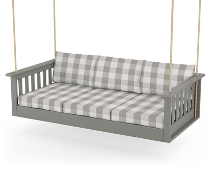 POLYWOOD® Vineyard Daybed Swing in Slate Grey / Buffalo Plaid Grey Mist