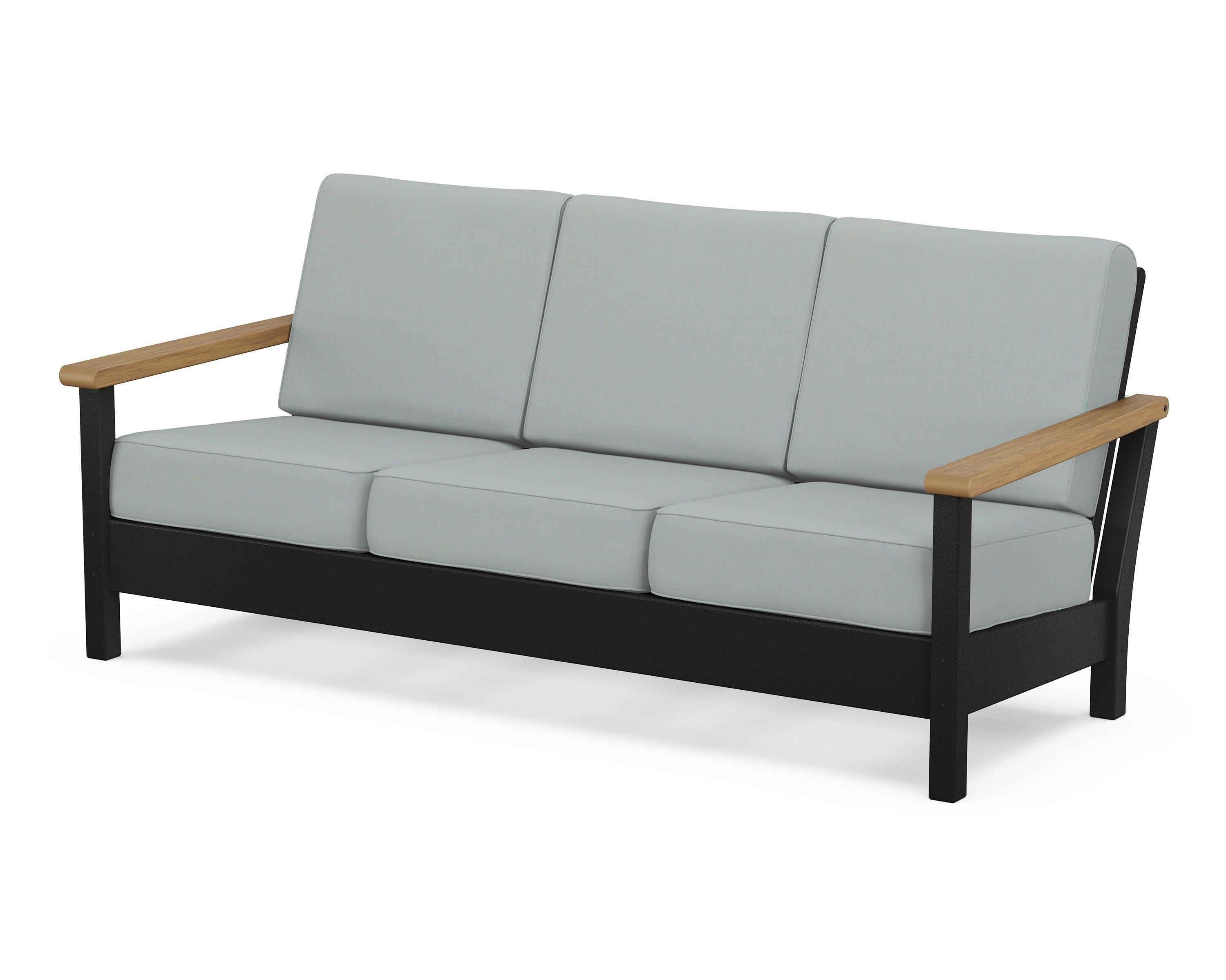 POLYWOOD® Harbour Deep Seating Sofa in Black / Natural / Spa