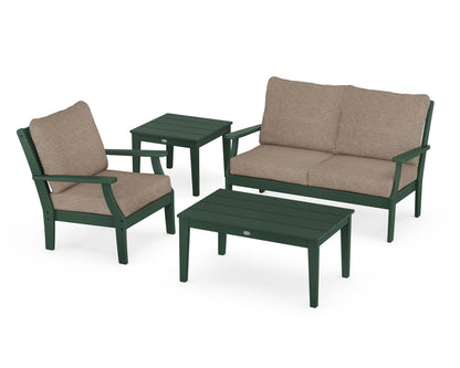 POLYWOOD® Braxton 4-Piece Deep Seating Set in Green / Spiced Burlap