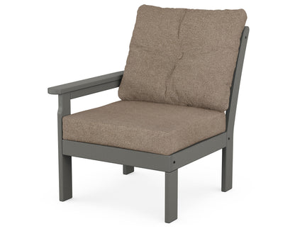 POLYWOOD® Vineyard Modular Left Arm Chair in Slate Grey / Spiced Burlap