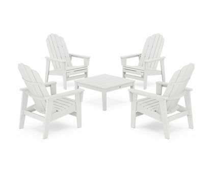 POLYWOOD® 5-Piece Vineyard Grand Upright Adirondack Chair Conversation Group in White