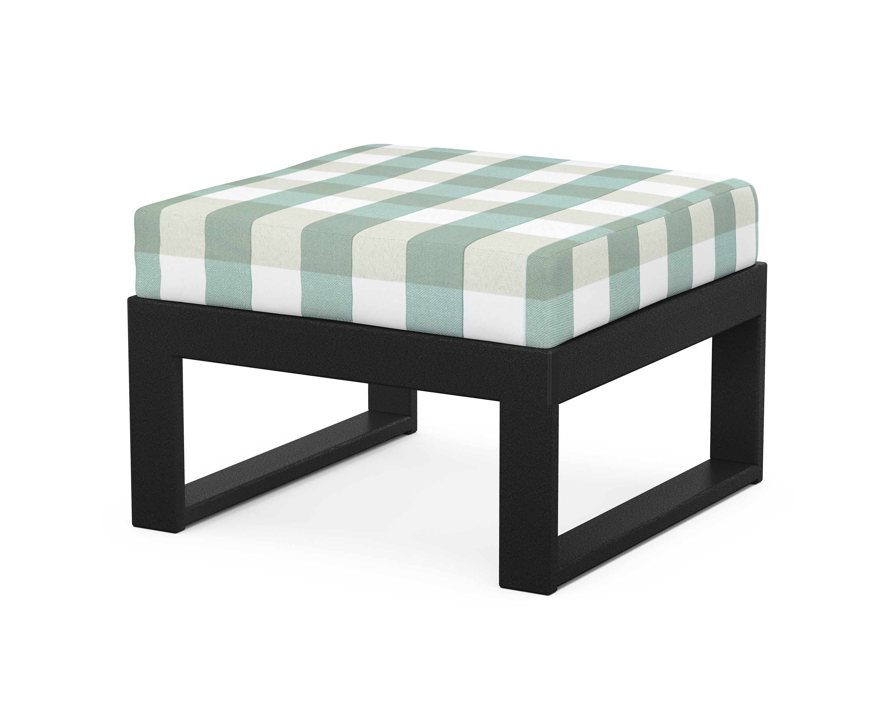 Unbranded Modular Ottoman - Modern in Black / Buffalo Plaid Glacier Spa