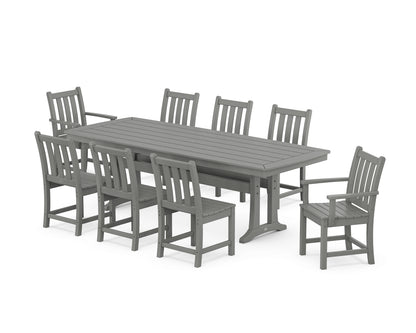 POLYWOOD® Traditional Garden 9-Piece Dining Set with Trestle Legs in Slate Grey