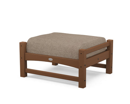 POLYWOOD® Club Ottoman in Teak / Spiced Burlap