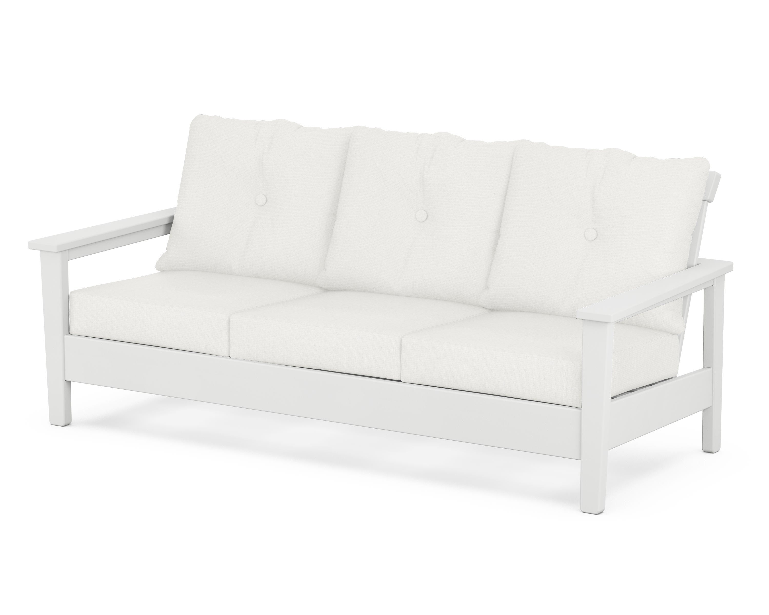 POLYWOOD® Prescott Deep Seating Sofa in White / Natural Linen
