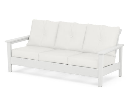 POLYWOOD® Prescott Deep Seating Sofa in White / Natural Linen