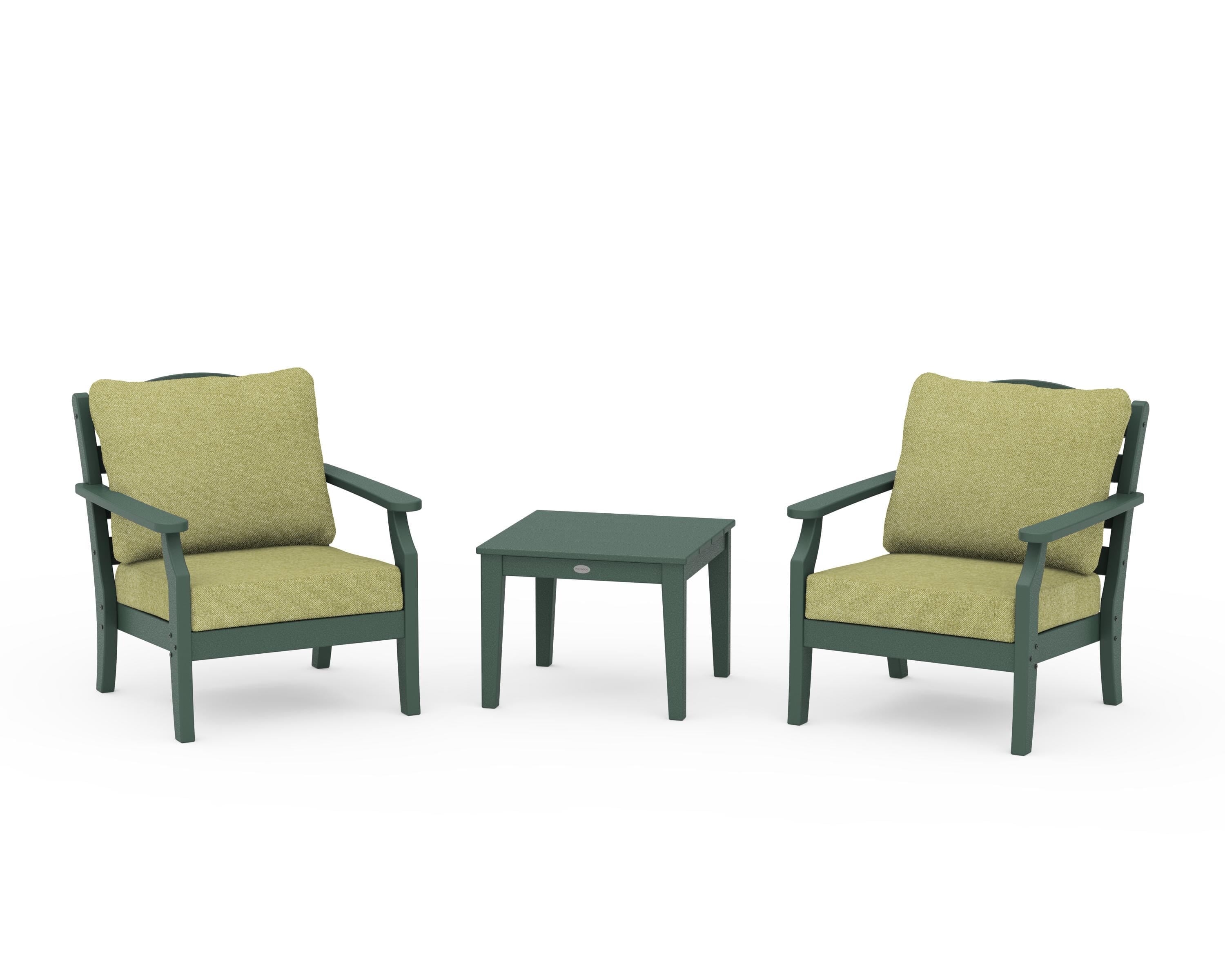 Draper James™ by  POLYWOOD® Savannah 3-Piece Deep Seating Set in Green / Chartreuse Boucle
