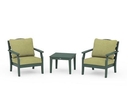 Draper James™ by  POLYWOOD® Savannah 3-Piece Deep Seating Set in Green / Chartreuse Boucle