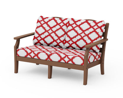 Draper James™ by  POLYWOOD® Savannah Deep Seating Loveseat in Teak / Trellis Crimson