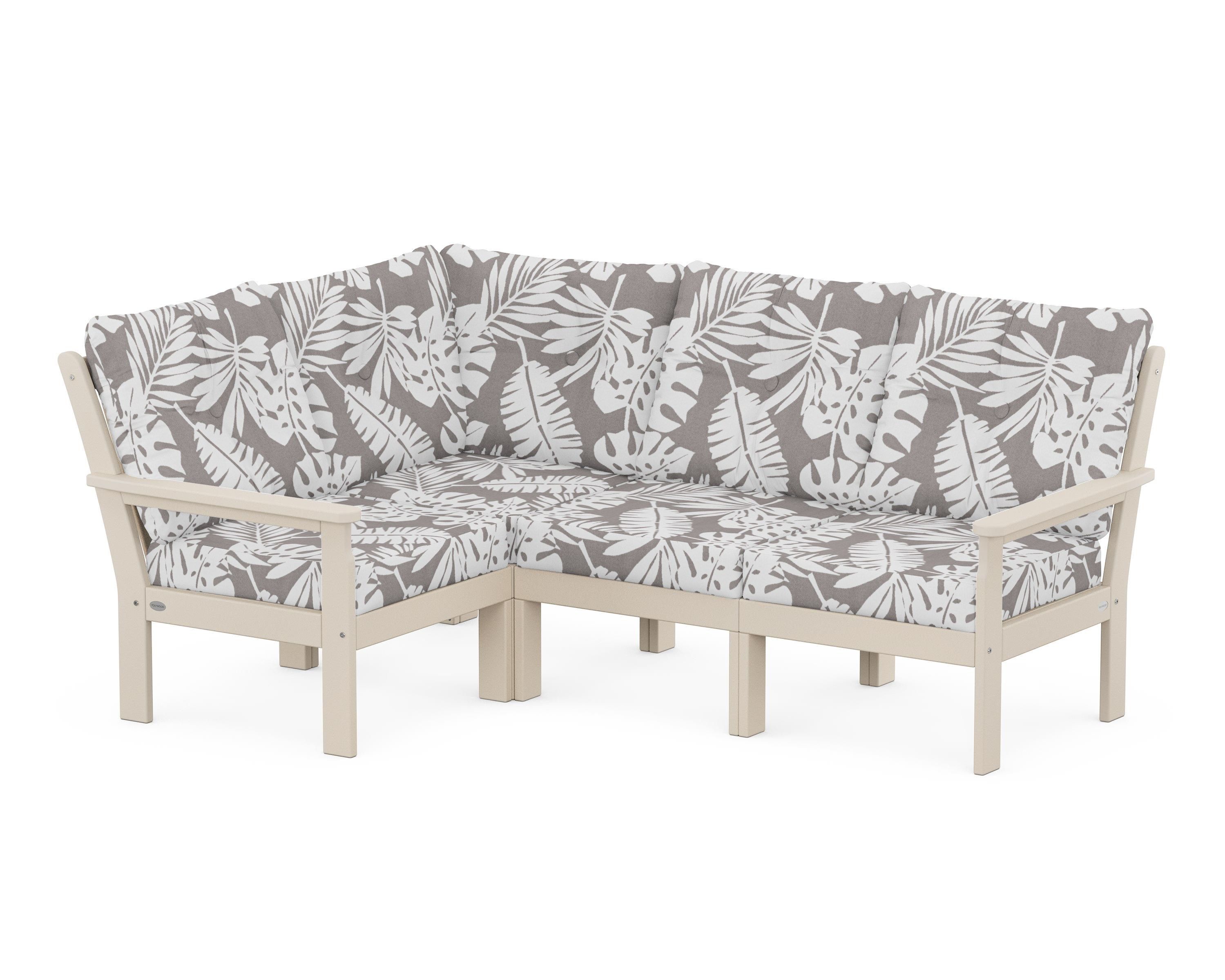 POLYWOOD® Vineyard 4-Piece Sectional in Sand / Leaf Grey Mist