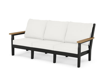 POLYWOOD® Chippendale Deep Seating Sofa in Black / Natural / Natural Linen