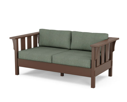 Martha Stewart by POLYWOOD® Acadia Deep Seating Loveseat in Mahogany / Cast Sage