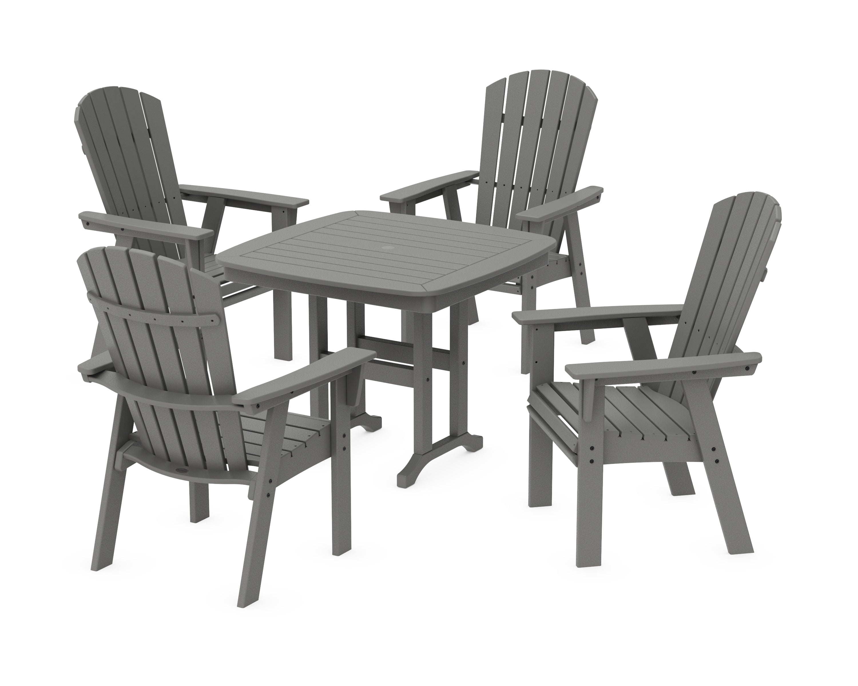 POLYWOOD® Nautical Curveback Adirondack 5-Piece Dining Set in Slate Grey