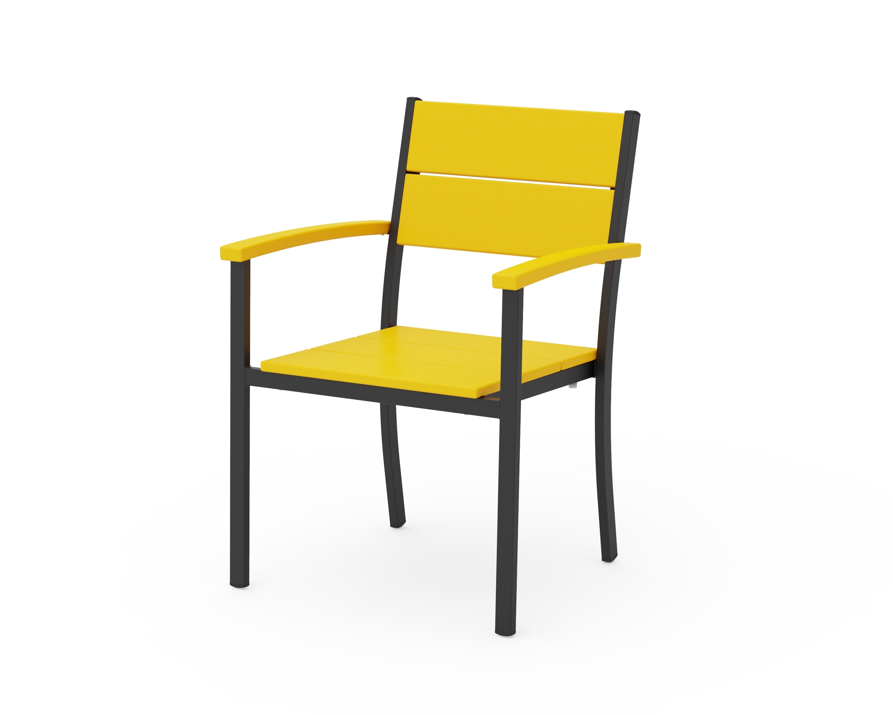 POLYWOOD® Main Street Stacking Dining Arm Chair in Black / Lemon