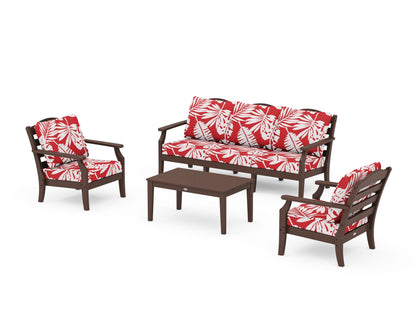 Draper James™ by  POLYWOOD® Savannah 4-Piece Deep Seating Set with Sofa in Mahogany / Leaf Crimson