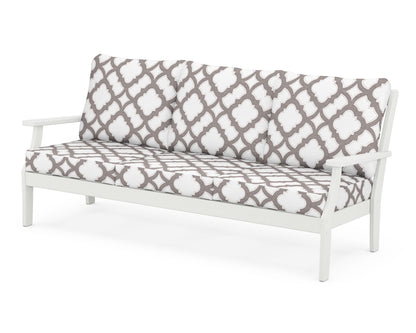 POLYWOOD® Braxton Deep Seating Sofa in Vintage White / Trellis Grey Mist
