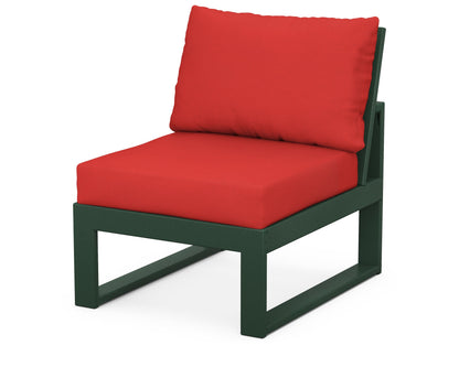 Unbranded Modular Armless Chair in Green / Crimson Linen