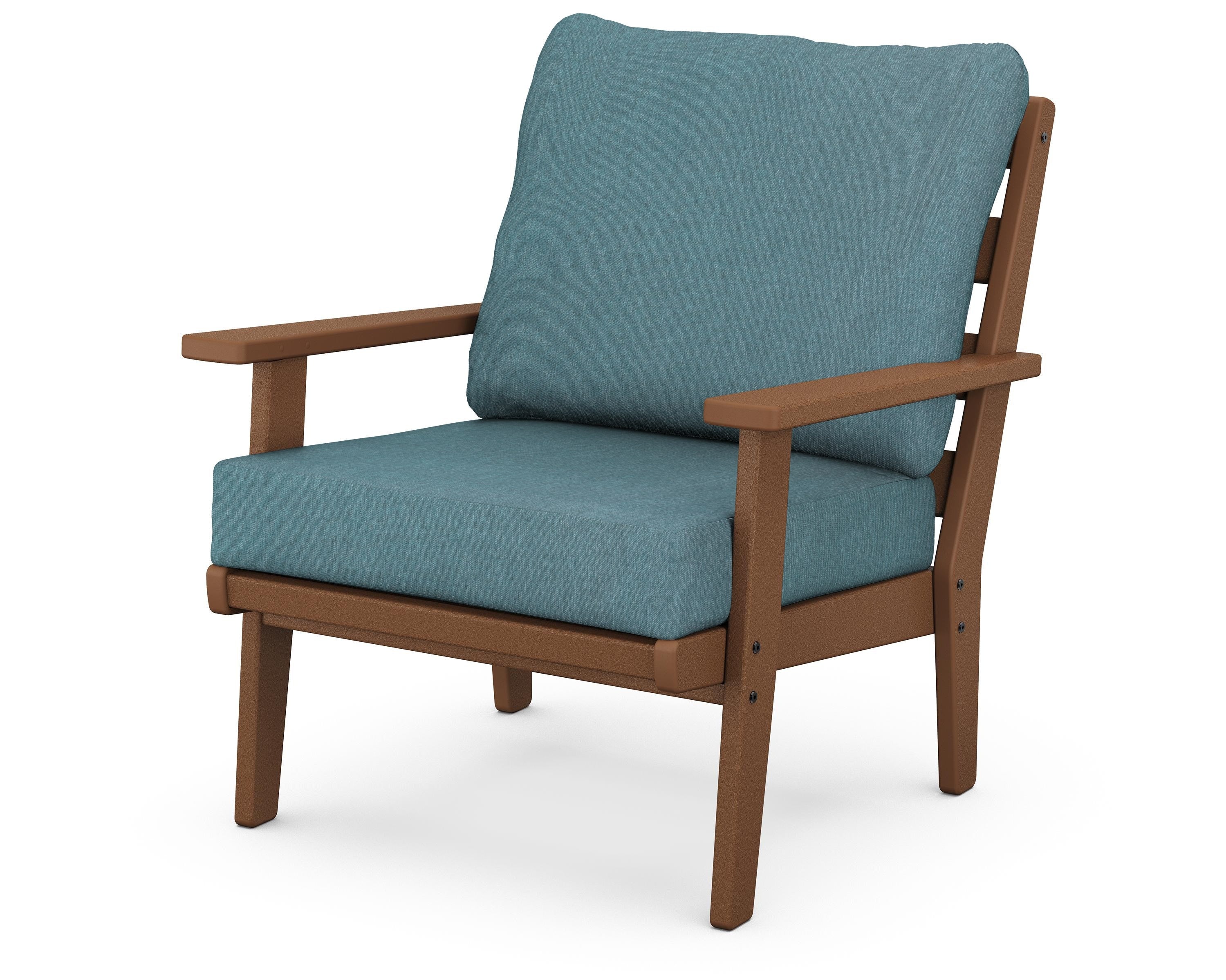 POLYWOOD® Grant Park Deep Seating Chair in Teak / Ocean Teal