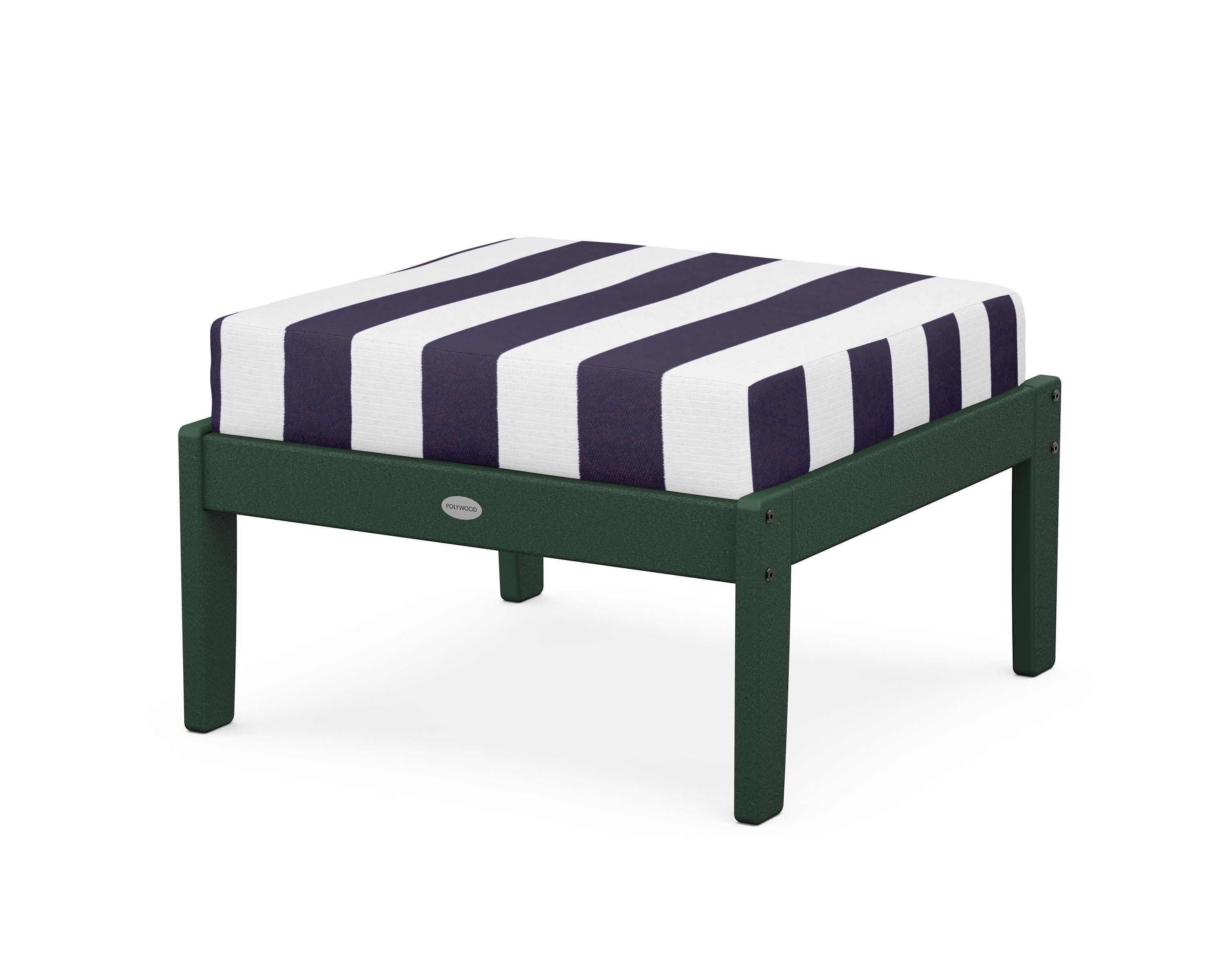 POLYWOOD® Braxton Deep Seating Ottoman in Green / Cabana Stripe Navy