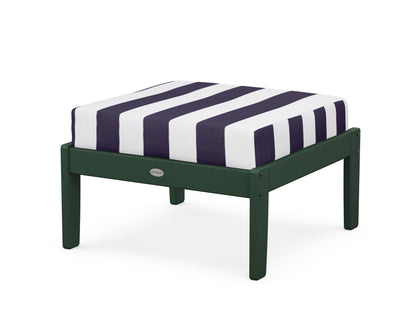 POLYWOOD® Braxton Deep Seating Ottoman in Green / Cabana Stripe Navy