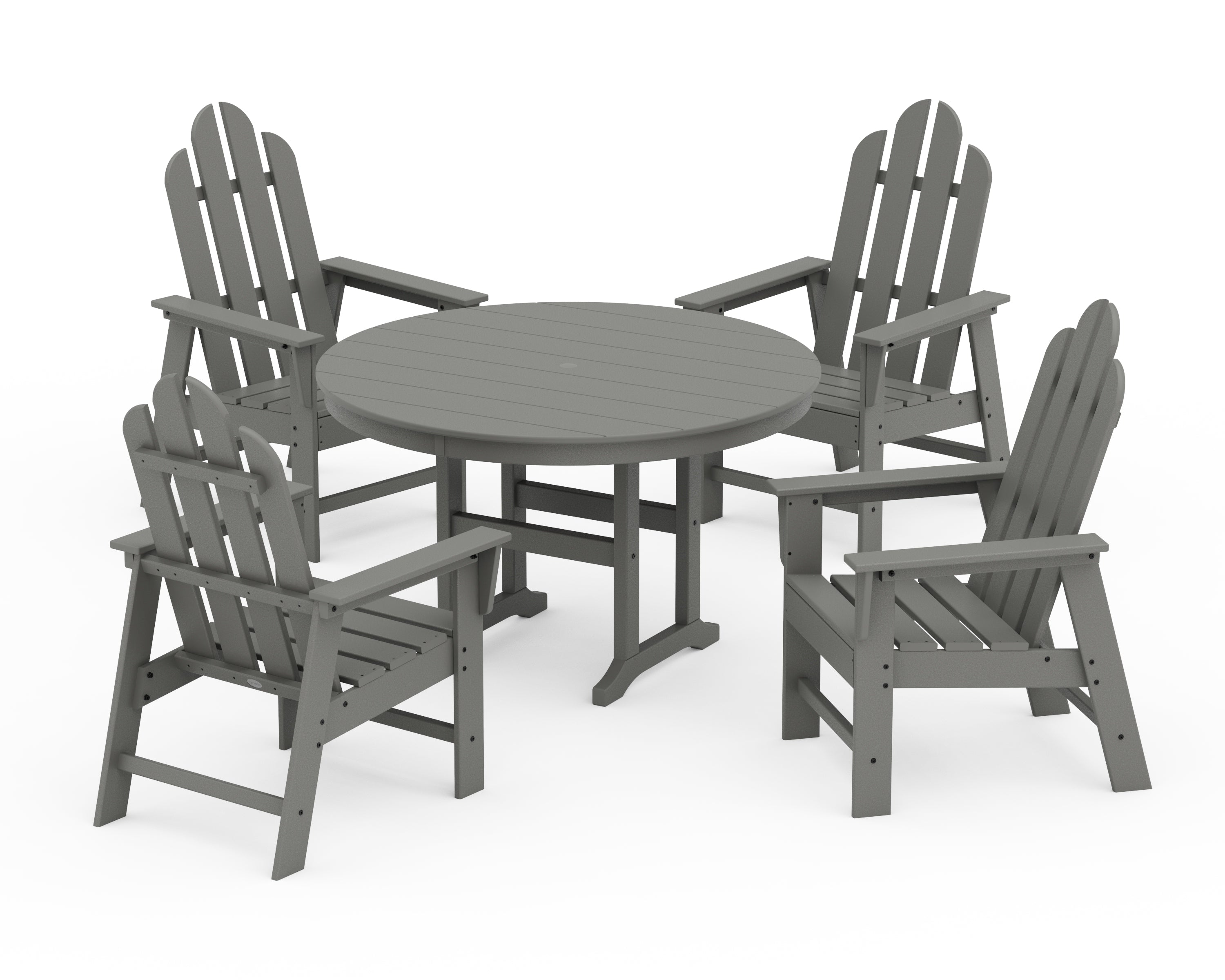 POLYWOOD® Long Island 5-Piece Round Farmhouse Dining Set in Slate Grey