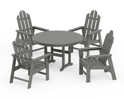 POLYWOOD® Long Island 5-Piece Round Farmhouse Dining Set in Slate Grey