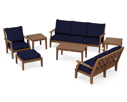 Country Living Wovendale 7-Piece Deep Seating Set in Teak / Navy