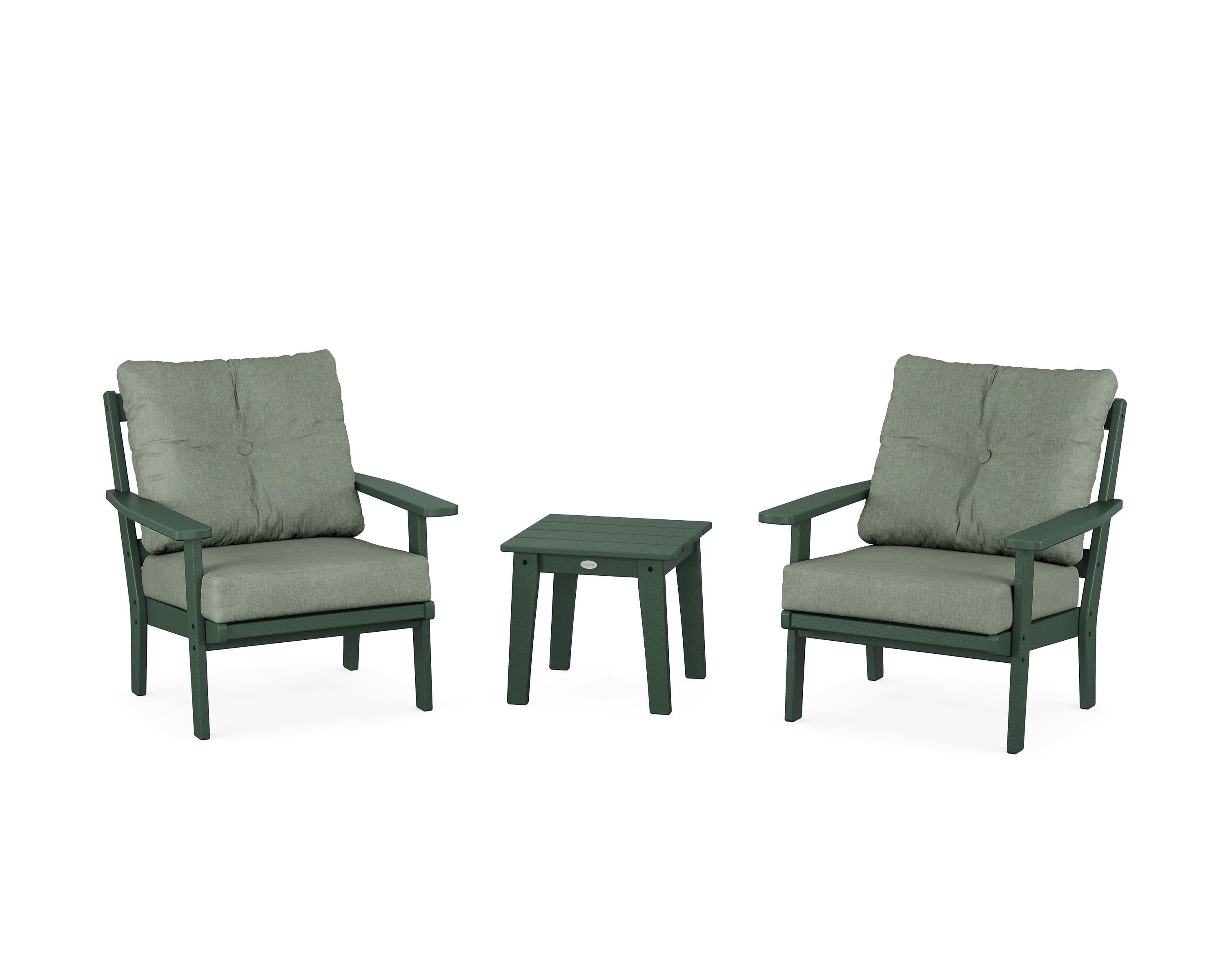 POLYWOOD® Oxford 3-Piece Deep Seating Set in Green / Cast Sage