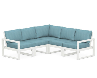 POLYWOOD® EDGE 5-Piece Modular Deep Seating Set in Vintage White / Lattice Sky Blue