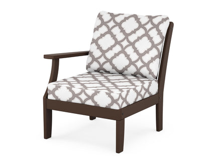 POLYWOOD® Braxton Modular Left Arm Chair in Mahogany / Trellis Grey Mist