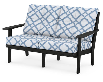 POLYWOOD® Lakeside Deep Seating Loveseat in Black / Trellis Sky Blue