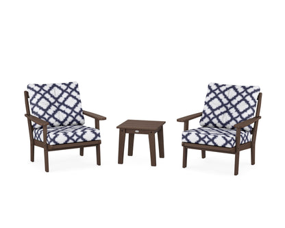 POLYWOOD® Mission 3-Piece Deep Seating Set in Mahogany / Trellis Navy