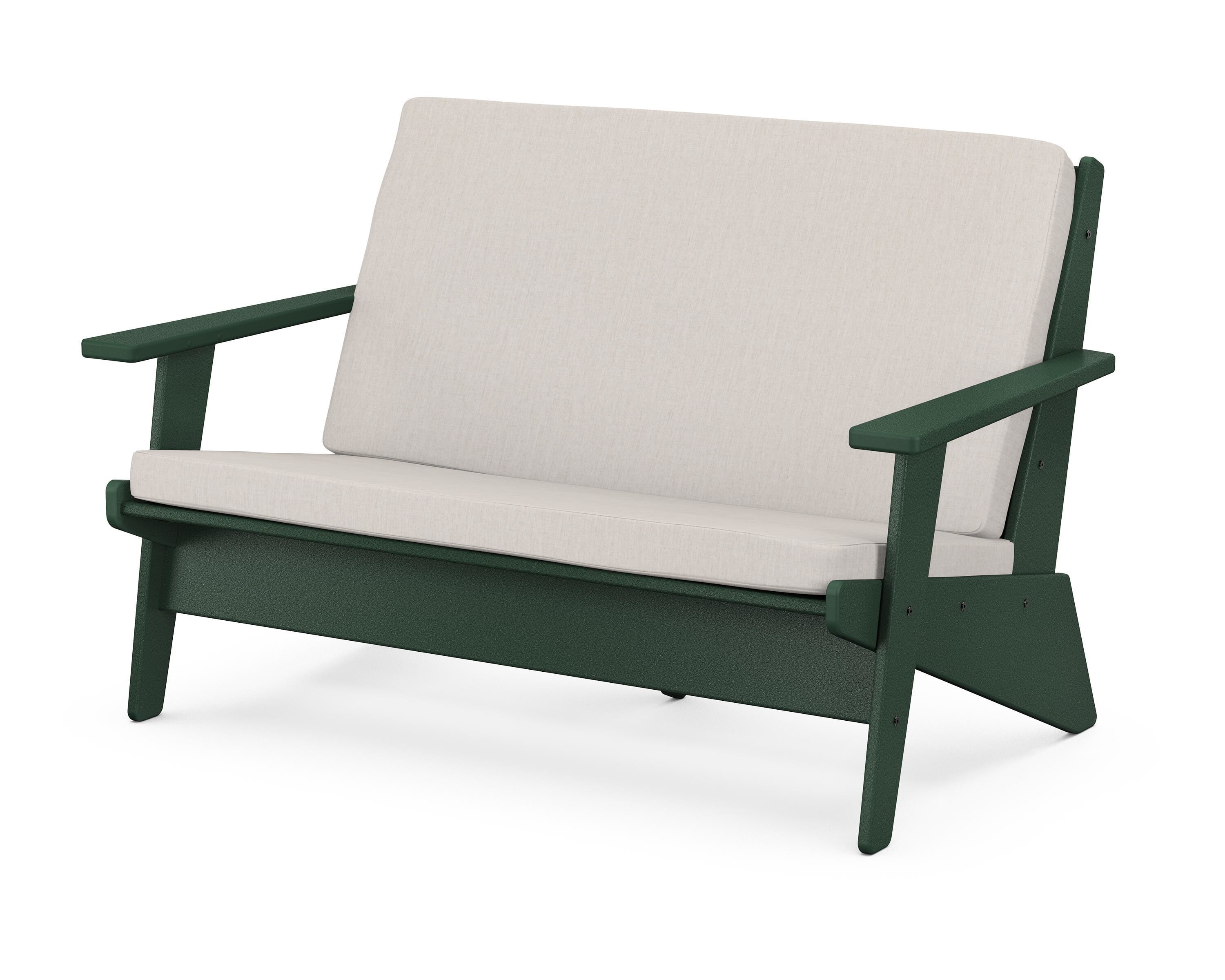 POLYWOOD® Riviera Modern Lounge Loveseat in Green / Cast Ash