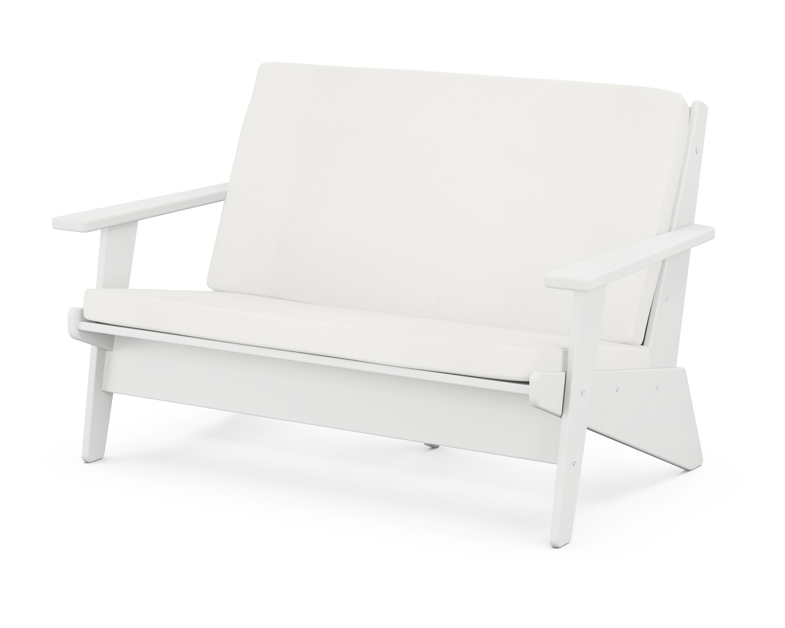 POLYWOOD® Riviera Modern Lounge Loveseat in White / Natural Linen