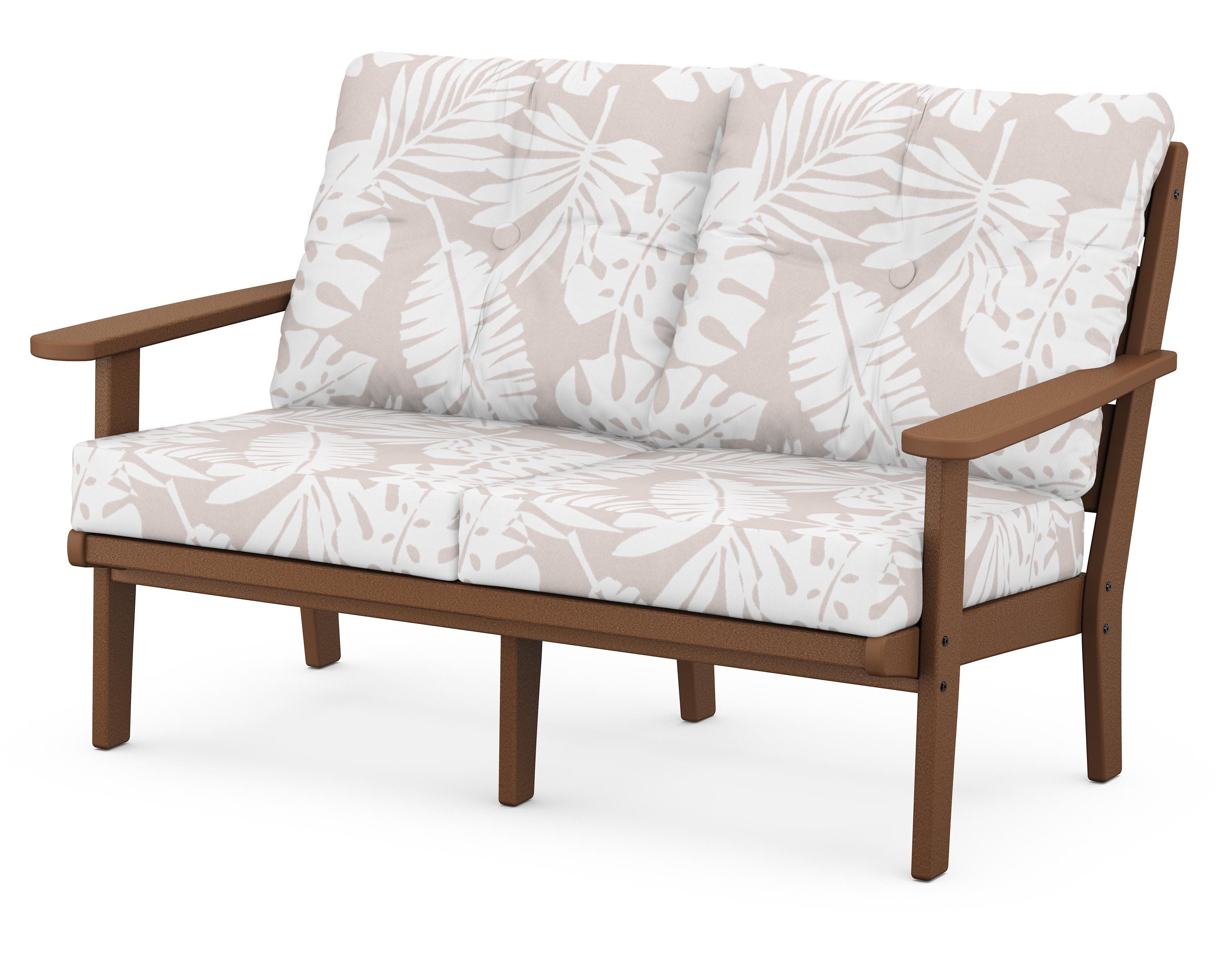 POLYWOOD® Lakeside Deep Seating Loveseat in Teak / Leaf Dune Burlap