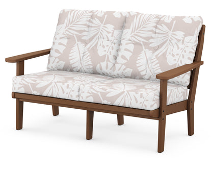 POLYWOOD® Lakeside Deep Seating Loveseat in Teak / Leaf Dune Burlap