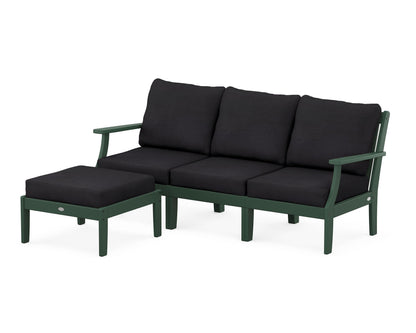 POLYWOOD® Braxton Modular 4-Piece Deep Seating Set with Ottoman in Green / Midnight Linen