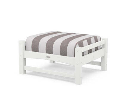 POLYWOOD® Club Ottoman in White / Cabana Stripe Grey Mist