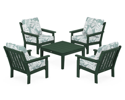 POLYWOOD® Vineyard 5-Piece Deep Seating Conversation Set in Green / Leaf Glacier Spa