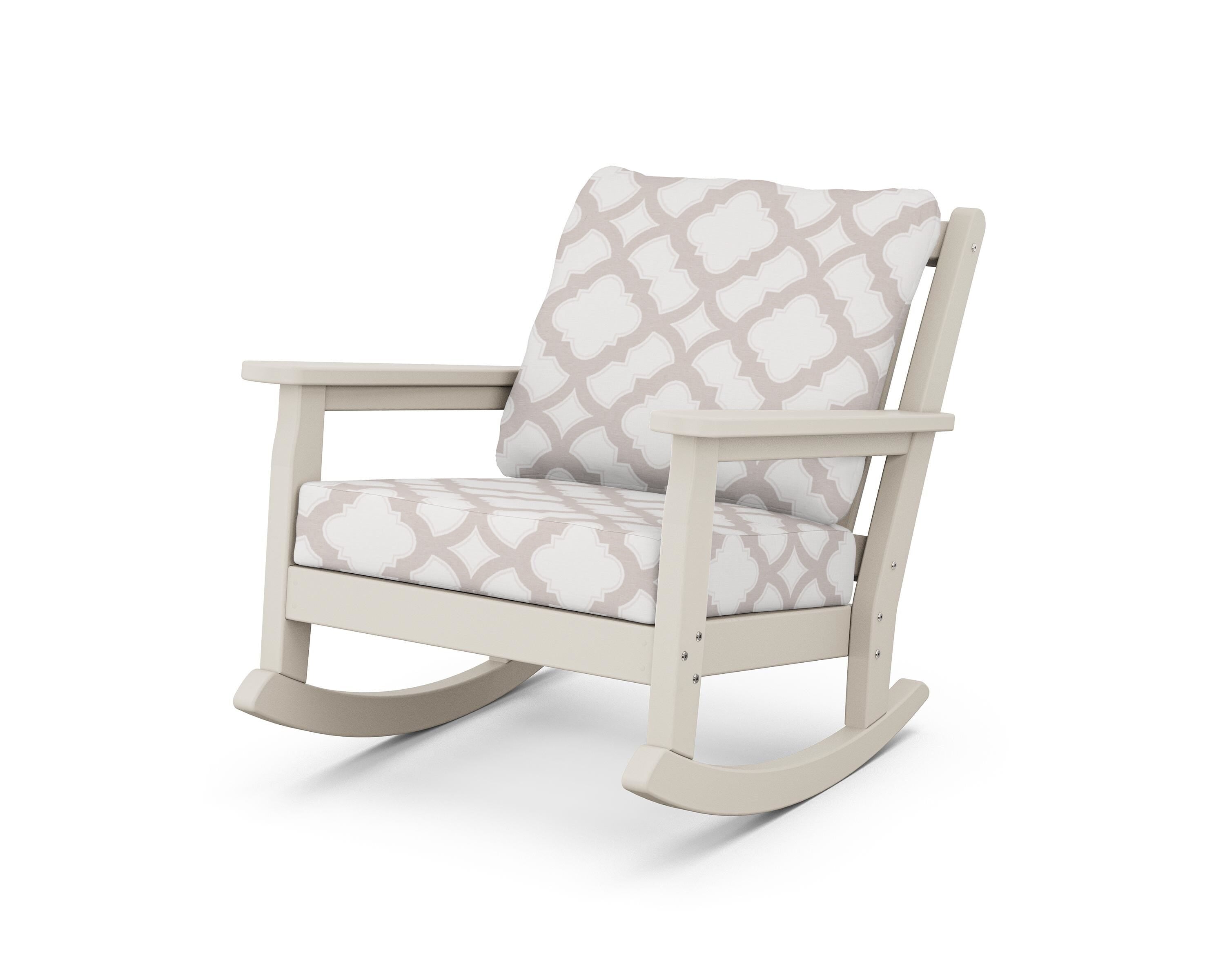 POLYWOOD® Chippendale Deep Seating Rocking Chair in Sand / Trellis Dune Burlap
